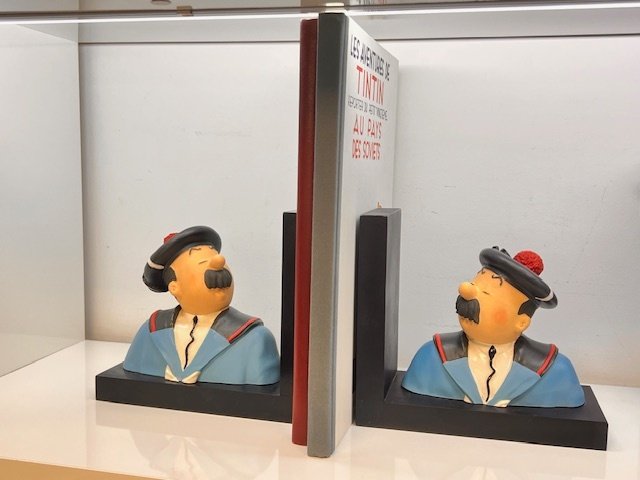 Figur - Tintin - Statuettes Leblon-Delienne 16 + 17 - Serre-livres Les Dupondt marins  (2) - Træ, harpiks