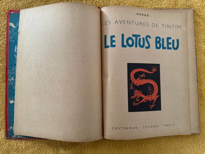 Tintin T5 - Le Lotus bleu (B1) - C - 1ère édition couleur - 1 Album (gendannet) - 1946