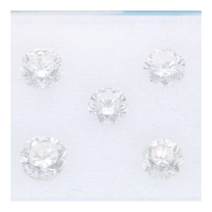 Ingen mindstepris - 5 pcs Diamant  (Natur)  - 0.80 ct - Rund - F, G - I1 - International Gemological Institute (IGI)