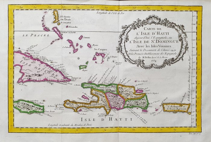 Caraibi - Caribien, Den Dominikanske Republik, Haiti, Santo Domingo; La Haye, P. de Hondt / J.N. Bellin / A.F. Prevost - Carte de l'Isle d'Hayti anjour d'hui l'Espagnole ou l'Isle de Saint Domingue avec les Isles voisines - 1721-1750