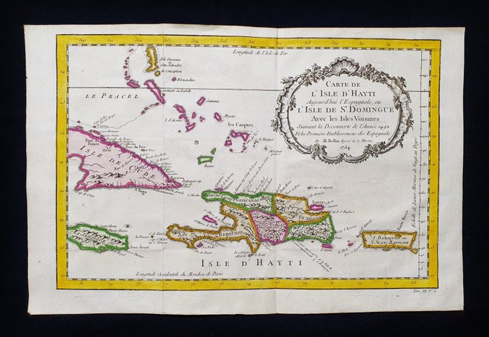 Caraibi - Caribien, Den Dominikanske Republik, Haiti, Santo Domingo; La Haye, P. de Hondt / J.N. Bellin / A.F. Prevost - Carte de l'Isle d'Hayti anjour d'hui l'Espagnole ou l'Isle de Saint Domingue avec les Isles voisines - 1721-1750