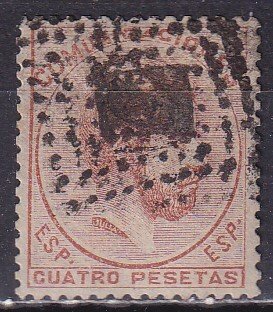 Spanien 1872 - Reign of Amadeo I - Edifil 128 - 4 Pesetas kastanje