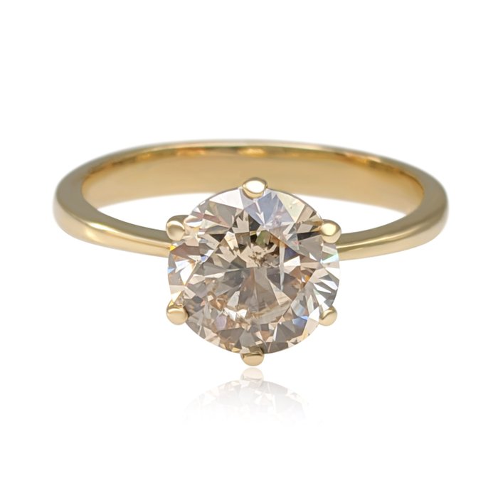 Ring - 14 karat Gulguld -  1.77ct. tw. Brun Diamant (Naturfarvet) - GWLab