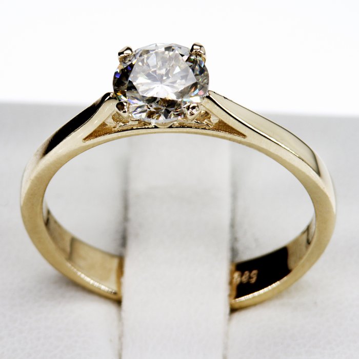 Ingen mindstepris - Forlovelsesring - 14 karat Gulguld -  1.06ct. tw. Diamant (Naturfarvet)