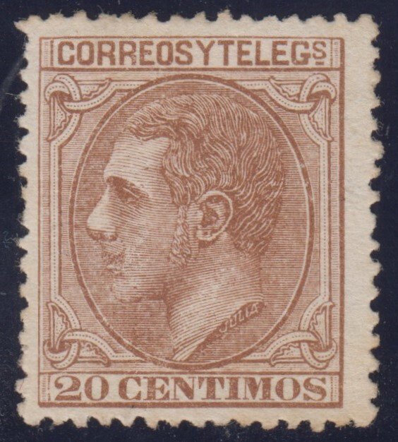 Spanien 1879 - Alfonso XII. 20 øre, rødbrun. - Edifil 203