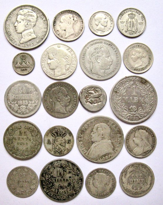 Verden. Collection of 20 "old" coins 1847-1899 All silver  (Ingen mindstepris)