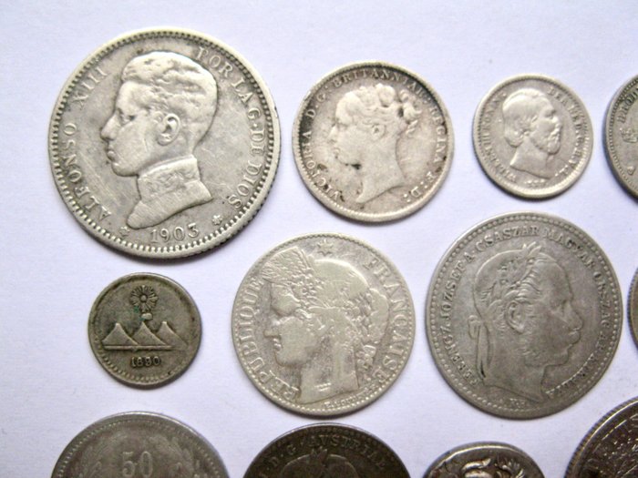 Verden. Collection of 20 "old" coins 1847-1899 All silver  (Ingen mindstepris)