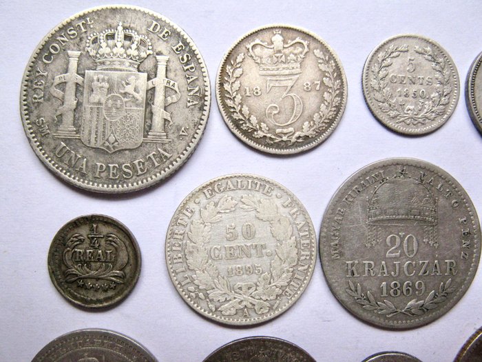 Verden. Collection of 20 "old" coins 1847-1899 All silver  (Ingen mindstepris)