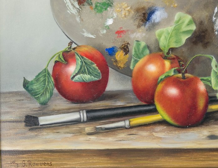 Ferdinand Roevens (1929-2018) - Still life with painter's palette and apples