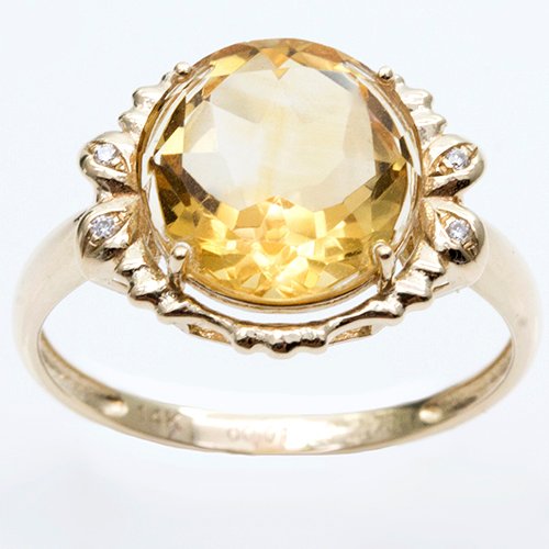 Ingen mindstepris - Ring - 14 karat Gulguld Citrin - Diamant