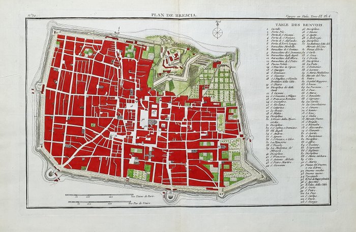 Europa - Italien / Lombardiet / Brescia; J.J.F. De Lalande - Plan de Brescia - 1761-1780