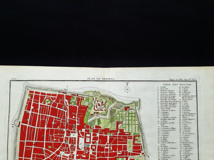 Europa - Italien / Lombardiet / Brescia; J.J.F. De Lalande - Plan de Brescia - 1761-1780