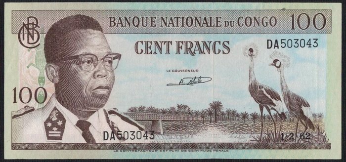 Congo - 100 Francs 1964 - Pick 6  (Ingen mindstepris)