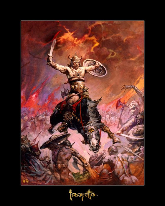 Conan the Berserker - Frank Frazetta - Signature Engraved in Gold - Varnished - Canvas 27/75 - FF Golden Collection