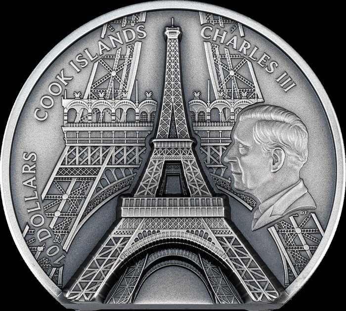 Cook-øerne. 10 Dollars 2024 Eiffel Tower - Historical Monuments, 2 Oz (999)