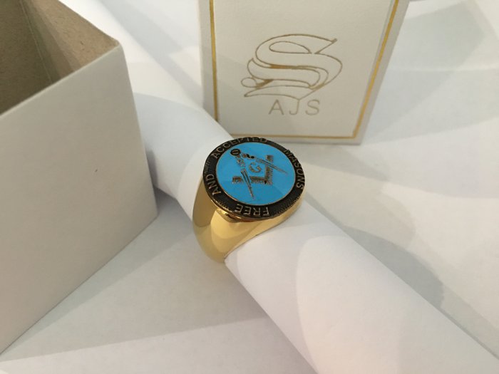 Masonic Blue Lodge Free  Accepted Mason Honor 24kt forgyldt - Ring