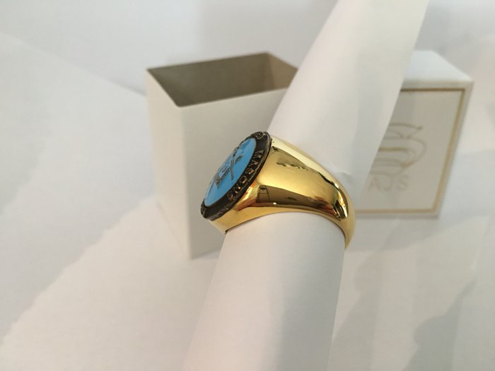 Masonic Blue Lodge Free  Accepted Mason Honor 24kt forgyldt - Ring