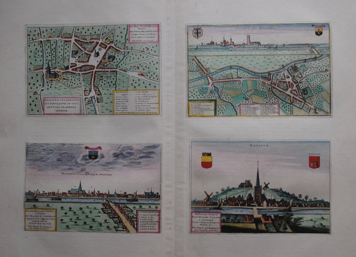 Frankrig - Hazebroek Merville Estaires Watten; J Blaeu - [4 afbeeldingen] - 1621-1650