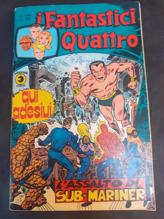 Fantastici Quattro nn. 100 ed. Corno - con adesivi attaccati alle fustelle - 1 Comic - Første udgave - 1975