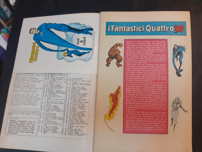 Fantastici Quattro nn. 100 ed. Corno - con adesivi attaccati alle fustelle - 1 Comic - Første udgave - 1975