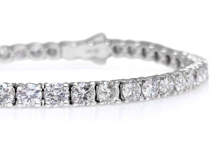 Armbånd - 14 karat Hvidguld -  8.00ct. tw. Diamant (Natur) - GCI