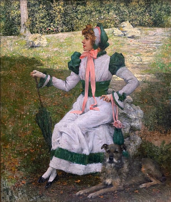 François Martin-Kavel (1861 - 1931) - Élégante dans le Jardin Ensoleillé