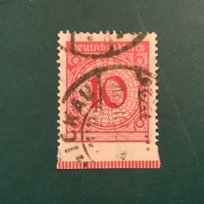 Tyske Kejserrige 1923 - 10 Pf i Roset med nysgerrighed - nedenfor uperforeret - Michel 340 cur