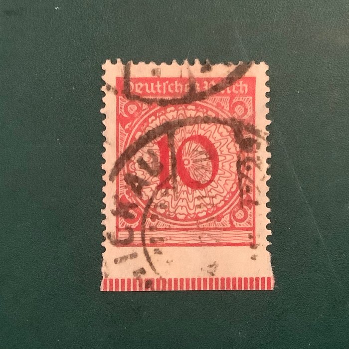 Tyske Kejserrige 1923 - 10 Pf i Roset med nysgerrighed - nedenfor uperforeret - Michel 340 cur