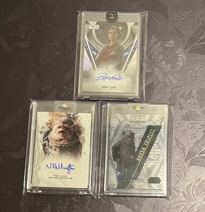 Topps - 3 Card - Star Wars Signature Series, High Tek, Masterwork - 3x autograph cards - Beru Lars, Bistan, Hassk