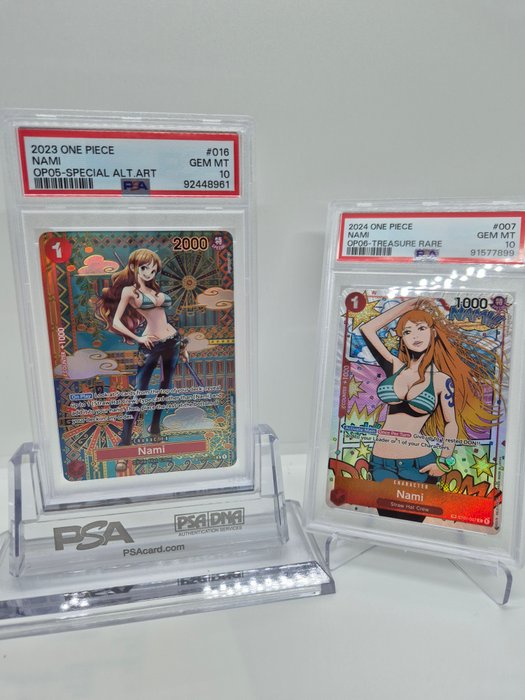 One Piece Bandai - 2 Graded card - Nami 016 Special Alt art Nami 007 - 2023 OP05 and 2024 OP06 - PSA 10