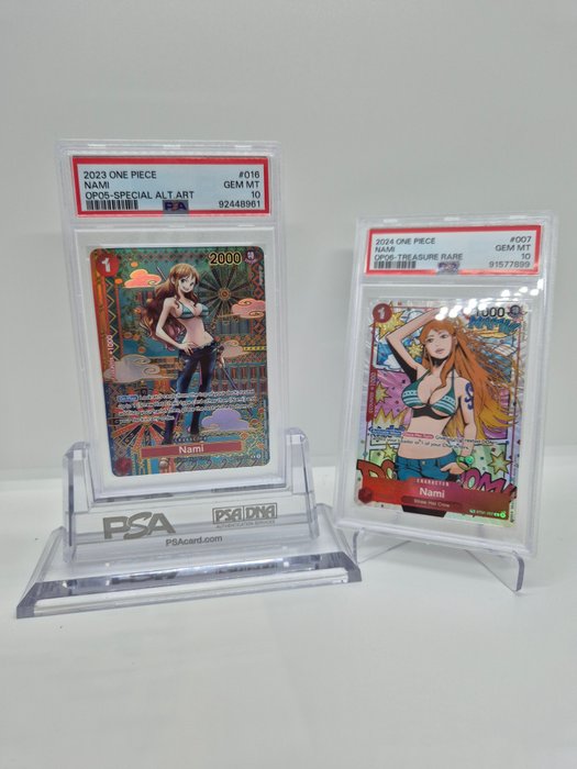 One Piece Bandai - 2 Graded card - Nami 016 Special Alt art Nami 007 - 2023 OP05 and 2024 OP06 - PSA 10