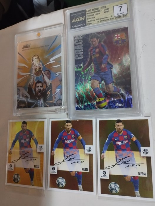 2008 to 2022 Panini/Mundicromo/Fansmall Lionel Messi 5 stickers/cards incl. 3x Liga Este Serie 10 Mixed collection - Glimrende (EX)