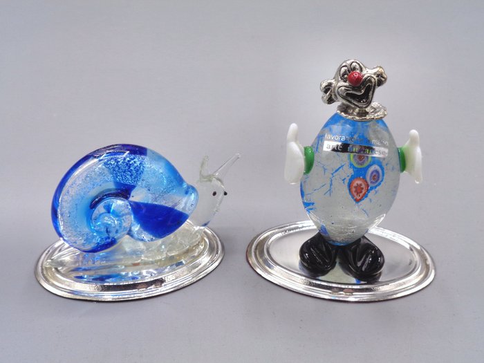 PG-MIANI Argenteria - Statuette - Murano (2) - .925 sølv, og Murano glas