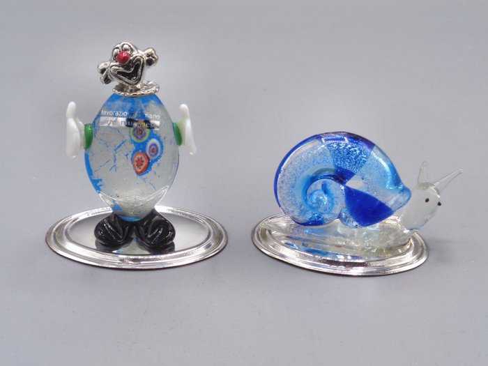 PG-MIANI Argenteria - Statuette - Murano (2) - .925 sølv, og Murano glas