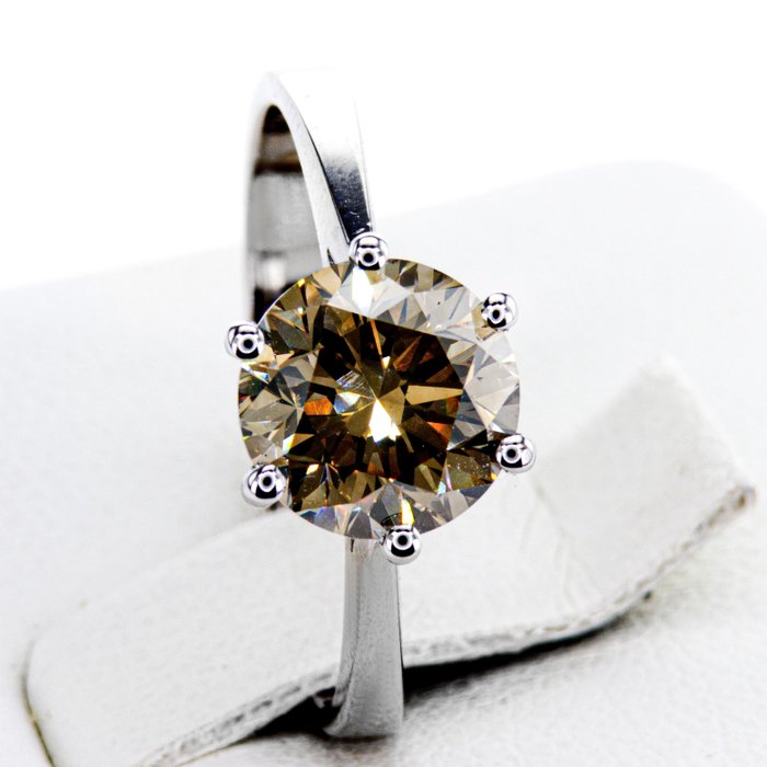 Ingen mindstepris - Forlovelsesring - 14 karat Hvidguld -  206ct tw Diamant (Naturfarvet)