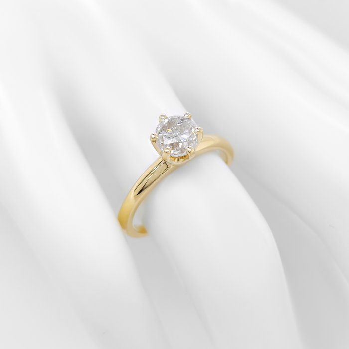 Ring - 14 karat Gulguld -  1.00ct. tw. Diamant (Natur)