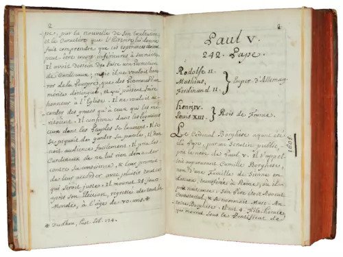 JB Descamps. - Livre manuscrit XVIIIe Histoire des Papes Léon XI. à Benoit XIII. - 1750