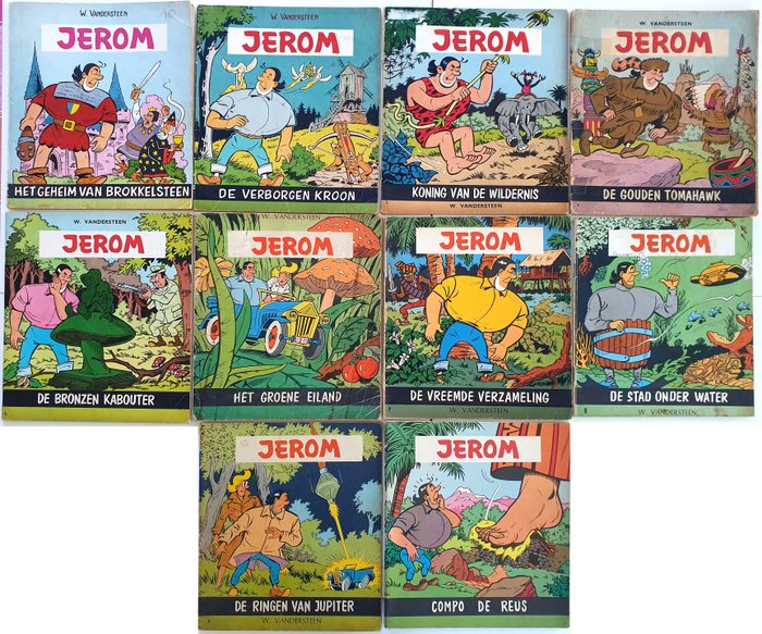 Jerom 1ste reeks - albums 1 t/m 10 (volledige reeks) - 10 Album - Første udgave - 1962/1966