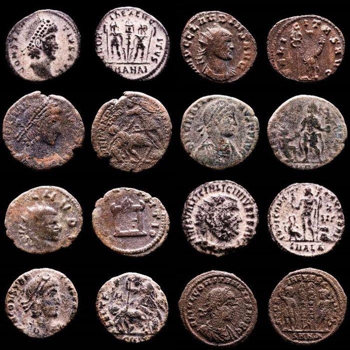 Romarriket. Lot comprising eight (8) coins: III-IV centuries AD.. Antoninianus, Follis, Maiorinas. Constantius II (3), Claudius II (2), Gratian, Licinius I  Constantine II  (Ingen mindstepris)