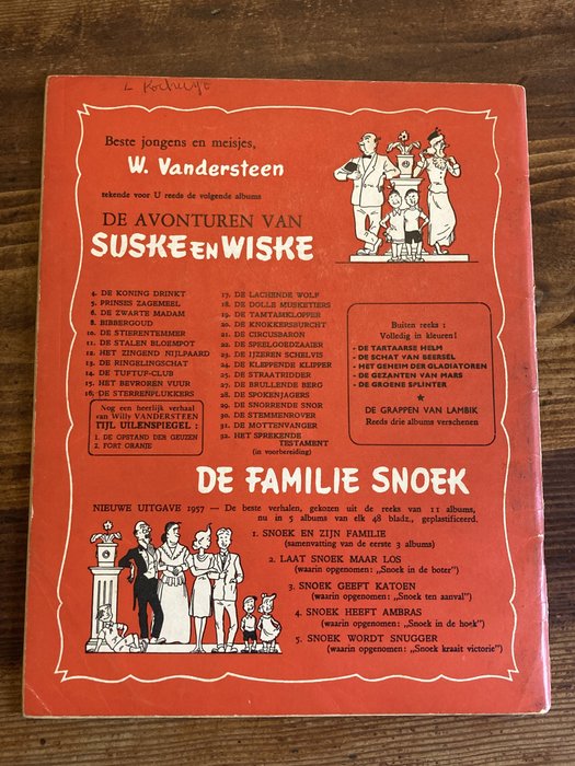 Suske en Wiske - De Mottenvanger - Rode Reeks Vlaams - Nr. 31a - 1 Album - Første udgave - 1957