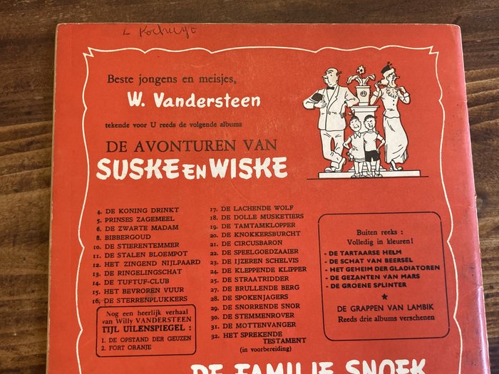 Suske en Wiske - De Mottenvanger - Rode Reeks Vlaams - Nr. 31a - 1 Album - Første udgave - 1957