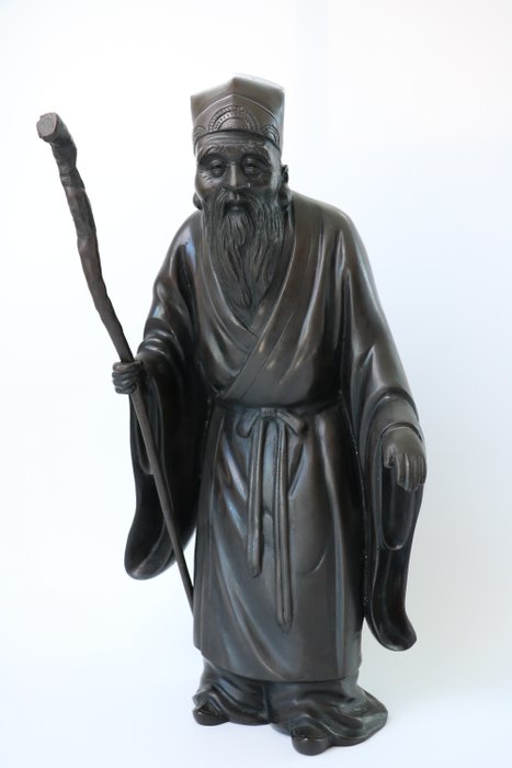 bronzestatue der repræsenterer Jurojin (寿老人) en af de syv heldige guder i japansk mytologi - Bronze - Japan - Shōwa-periode (1926-1989)