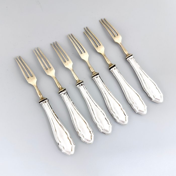 Austro-Hungarian - Silver gilt fruit dessert cutlery set for 6 persons - Bestik sæt (12) - .800 sølv