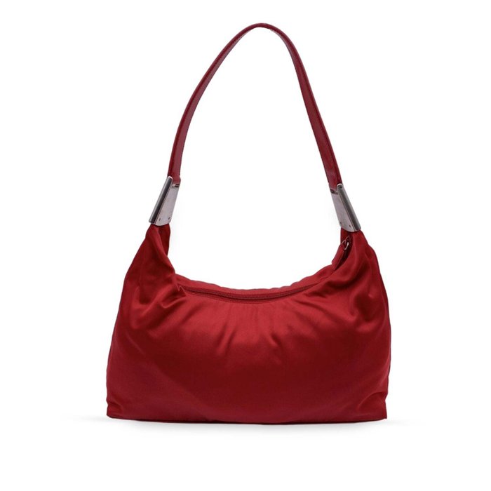 Prada - Red Tessuto Nylon Hobo Bag with Leather Strap - Hobo-taske