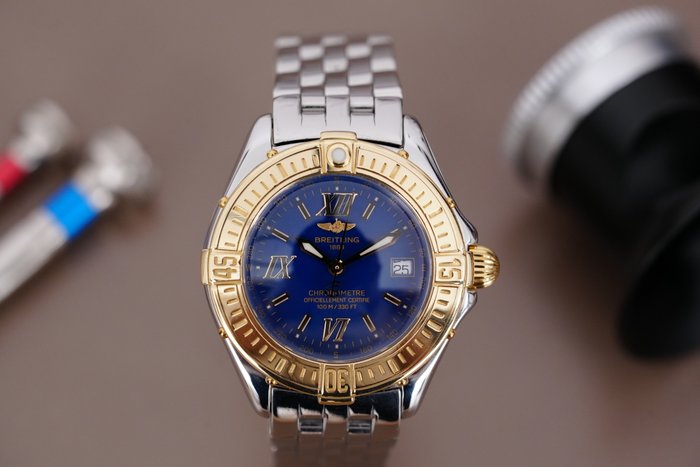 Breitling - Cockpit Lady Blue Dial Gold Bezel - D67365 - Kvinder - 2000-2010