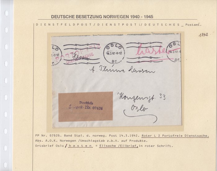 Tyskland 1942/1944 - Besættelse af Norge, WWII: 3 interessante beviser fra hærens indkvarteringsadministration.