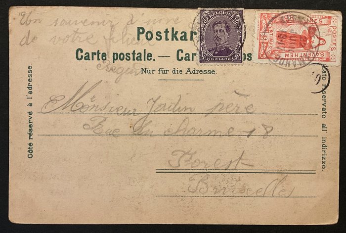 Belgien 1909 - Postkort med segl "Ursulines Saventhem" - stemplet KERMESSE FLAMANDE