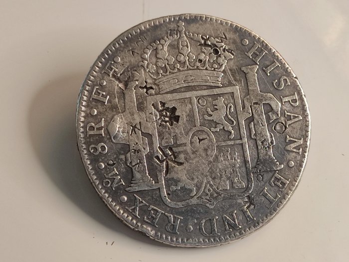 Spanien. Carlos III (1759-1788). 8 Reales 1780 Mexico FF Resellos Orientales