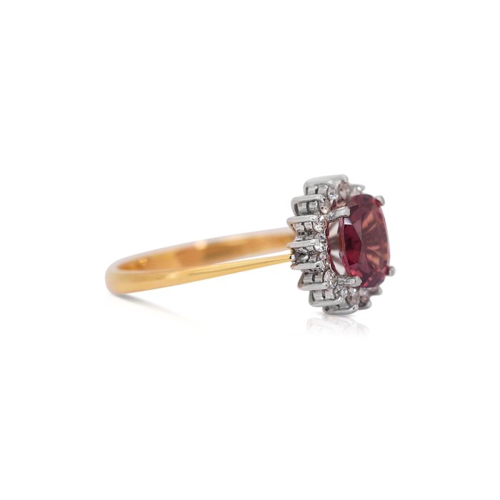 Ring - 18 kraat Gulguld -  1.84ct. tw. Safir-padparadscha - Diamant - Sjælden Padparadscha Saphire