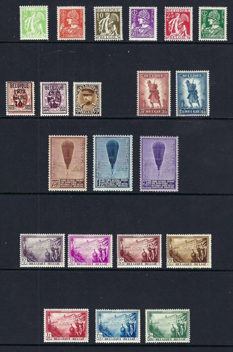 Belgien 1932 - Det komplette bind inklusive serien "Cardinal Mercier, Infantry, Balloon Piccard og - OBP/COB 333/62